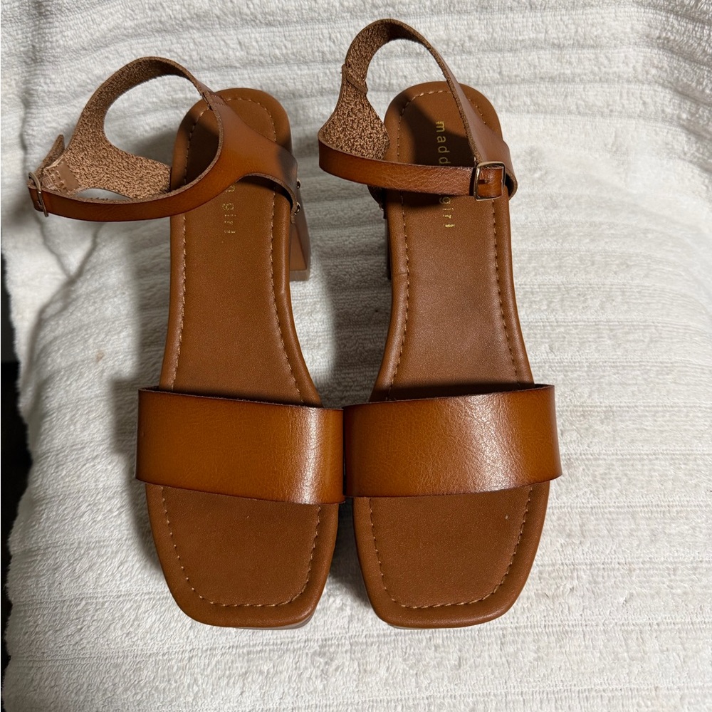 Madden Girl Women's Brown Platform Blocked Heel Sandals Size 10